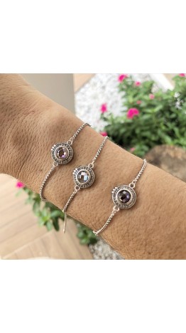Pulseira Coroa Ajustavel  Prata 925 & Zircinia Facetada 