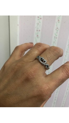 A-60 Anel Infinito Amor Prata 925 e Zirconias 