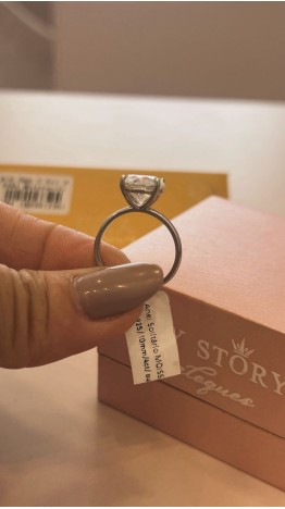 Anel Solitário Moissanite 10M Pta205