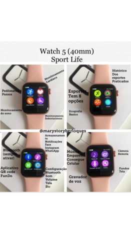 Smartwatch 5 ( Marca Sport Life ) Preto 