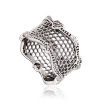 A-75 Anel Majestosa Renda e Corações Prata 925 A-75 Anel Majestosa Renda e Corações Prata 925