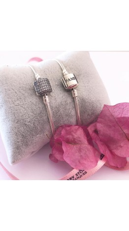 PL-24 Pulseira Flexível Fecho Zirconias Brancas / Prata 925