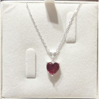 Gargantilha coração  Rubi unico prata 925