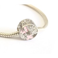 BE-54 Berloque Borboletas Primavera Prata e Flores Rosa BE-54 Berloque Borboletas Primavera Prata e Flores Rosa