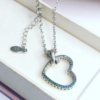 Gargantilha Coração Cravejado color Prata 925 & Zirconias 