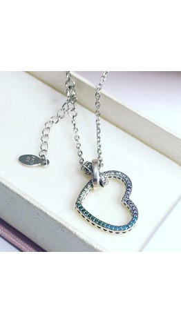 Gargantilha Coração Cravejado color Prata 925 & Zirconias 