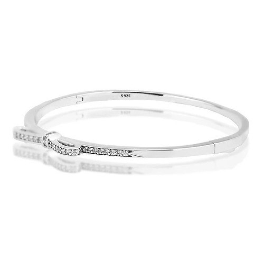 Bracelet Laço Glamour Cravejado Zirconias Prata 925