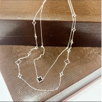 Gargantilha Trevo Duplo / longo Prata 925 onix 