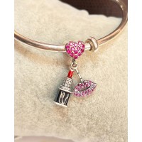 Berloque Batom/ Boca/ Coração Prata 925 zirconias Berloque Batom/ Boca/ Coração Prata 925 zirconias