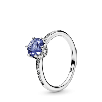 Anel Solitário Azul Majestade Prata 925 Zirconias