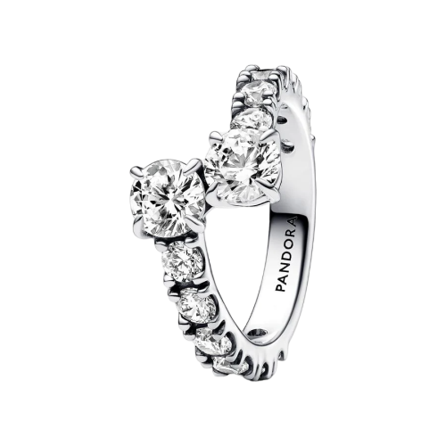 Anel dois ponto de luz pavê prata 925