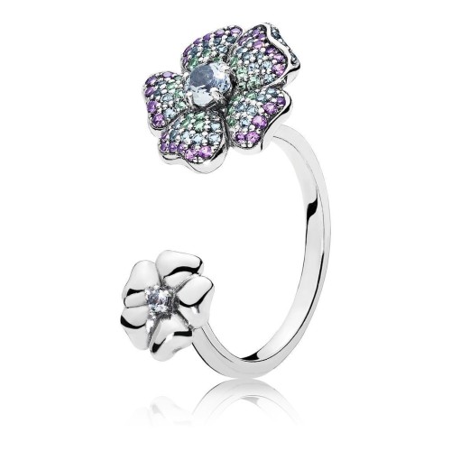 A-106 Anel Viva Flores Prata 925 e zirconias