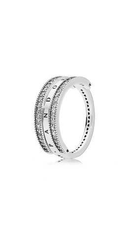 Anel Glamour Real  (3 em 1) Prata e zircônias Brancas 