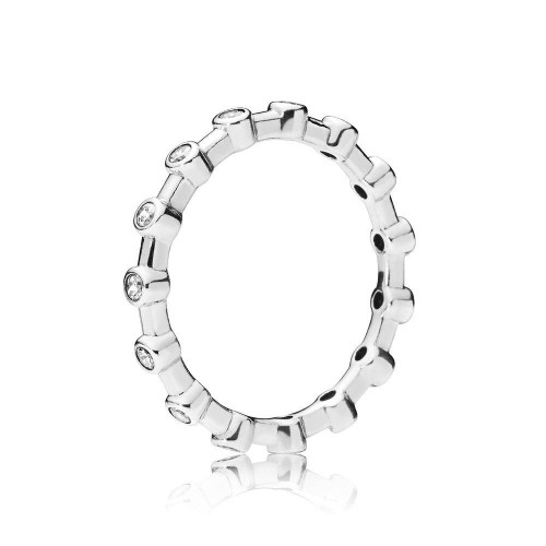A-87 Anel Pontos Brilhantes Prata 925 e Zirconias 
