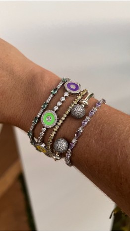 Pulseira Olho Grego Riviera  COLORIDA ( lilás, azul, marela, rosa)