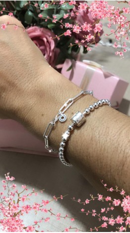 Pulseira Ellos Com Zirconias Brancas Prata 925
