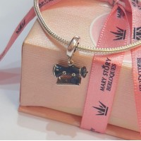 Berloque Maquina Costura Preta Prata 925 Berloque Maquina Costura Preta Prata 925