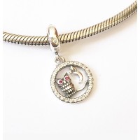 Pingente Linda Coruja Olhos Vermelhos em `Prata 925