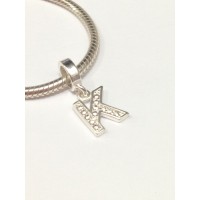 PG-201 Pingente Letra K em Prata e Zirconias 