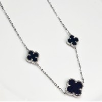 Gargantilha Trevo Onix Prata 925 Gargantilha Trevo Onix Prata 925