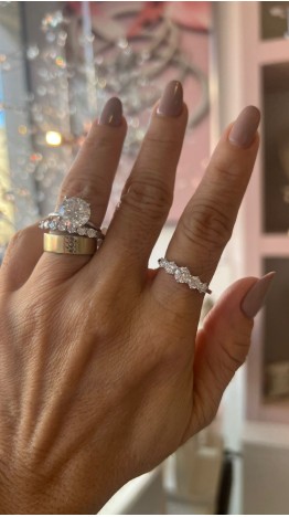 Anel Moissanite Aliança  5 Gemas Prat.