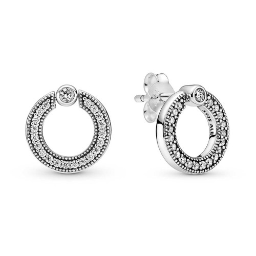 Brincos Pavê circulos Zirconias Prata 925