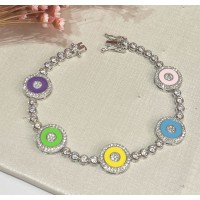 Pulseira Olho Grego Riviera  COLORIDA ( lilás, azul, marela, rosa)