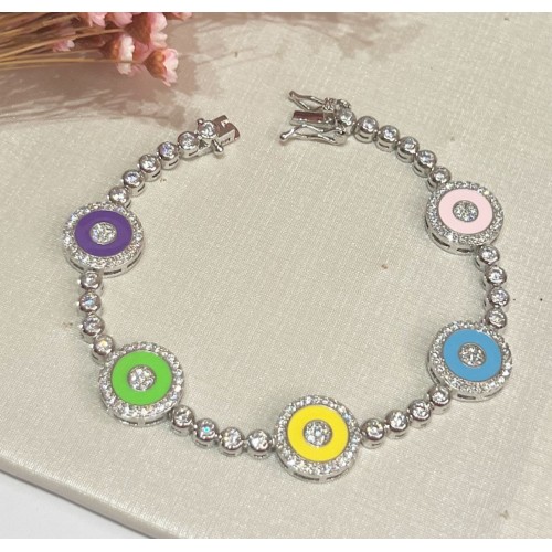 Pulseira Olho Grego Riviera  COLORIDA ( lilás, azul, marela, rosa)