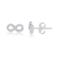 Br-56 Brincos Infinito Prata e Zirconias Br-56 Brincos Infinito Prata e Zirconias