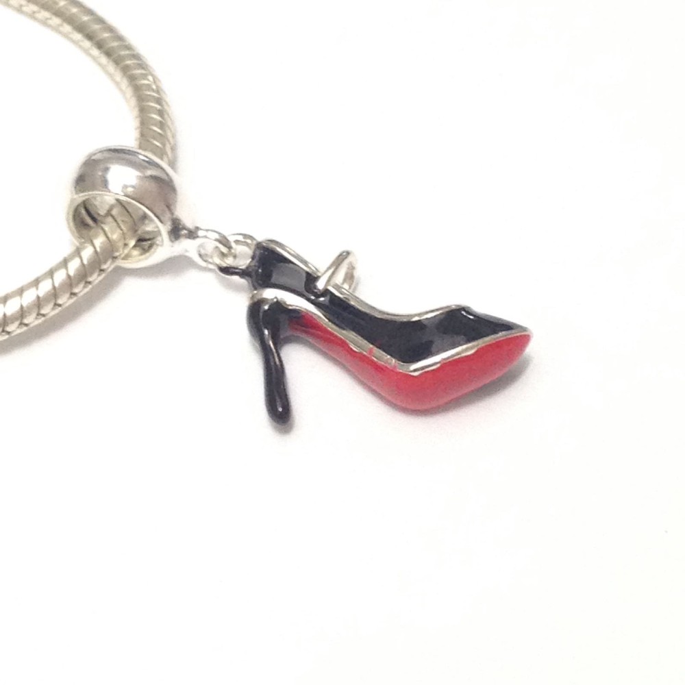 PG-324 Pingente Sapato Louboutin Prata925 e Esmalte.