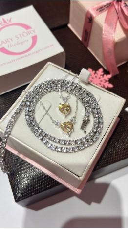 Gargantilha coração Citrino unico prata 925