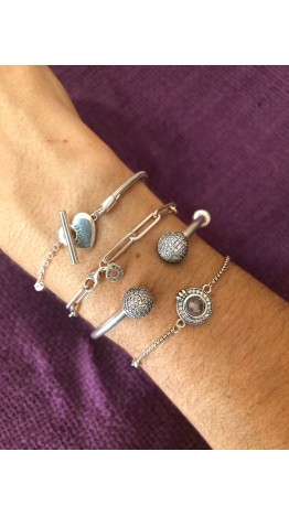 Pulseira Coroa Ajustavel  Prata 925 & Zircinia Facetada 