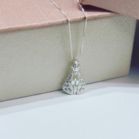 Gargantilha  Nossa Senhora Aparecida Prata 925 Zir. Brancas 