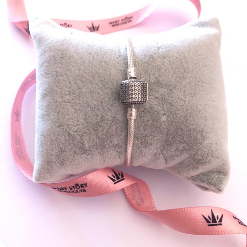 PL-24 Pulseira Flexível Fecho Zirconias Brancas / Prata 925