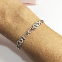 Pulseira Cravejada Ellos Tf com zirconias Brancas Prata 925 Pulseira Cravejada Ellos Tf com zirconias Brancas Prata 925