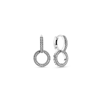 Brincos elegantes argolas em Zirconias Prata 925