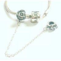  Corrente/ Trava de Segurança  Flor em Prata 925