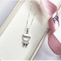 Gargantilha Menino Sapeca Azul  Prata 