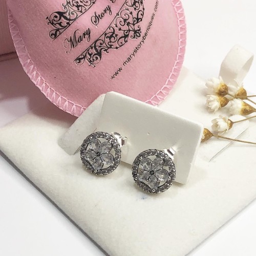 Brincos  Ciranda das Rosas Prata 925 e Zirconias 