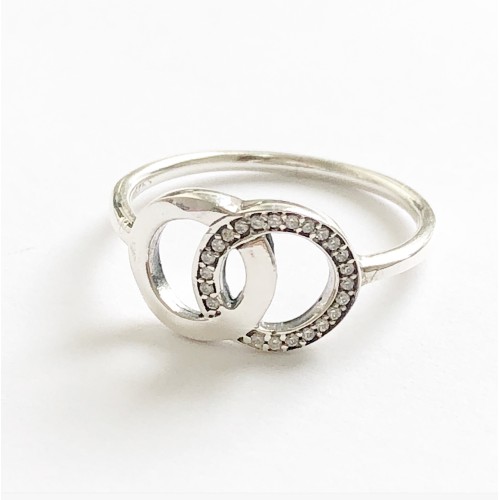 A-39 Anel Duplo Mandala do Amor em Prata e Zirconias 
