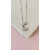 GARGANTILHA LETRA C PRATA 925 ZIRCONIAS GARGANTILHA LETRA C PRATA 925 ZIRCONIAS
