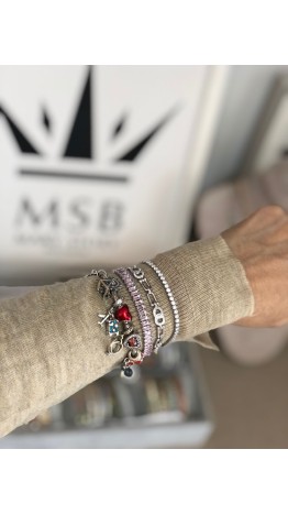 Pulseira Cravejada Ellos Tf com zirconias Brancas Prata 925