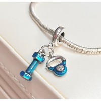 Berloque CrossFit Prata 925 Esmalte Azul Berloque CrossFit Prata 925 Esmalte Azul