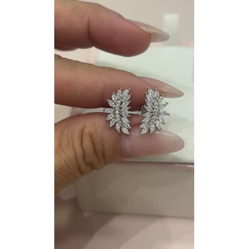 Brincos Earcuff Mini cravejados navete zirconias  prata 925