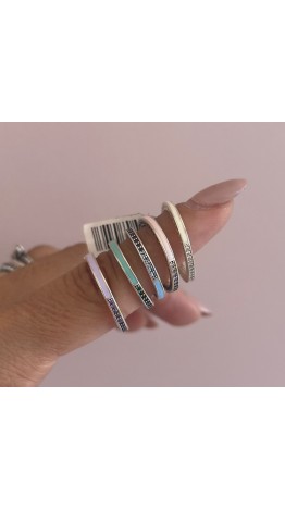 A-11 Anel /Aliança Prata 925/ Esmalte e Zirconias Rosa