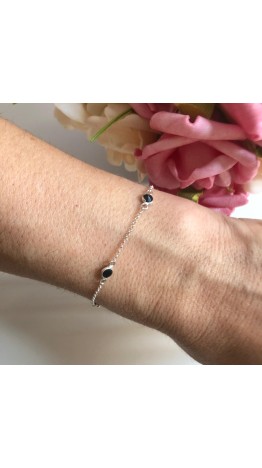  Pulseira em Prata 925 e zirconias Preta 