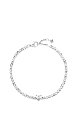 Pulseira Riviera Coração Prata 925 & Zirconias 