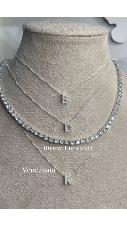 Colar Riviera Zirconias   encaixadas Cristal(SEMIJOIAS) Ródio