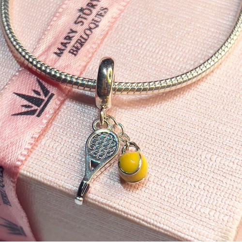Berloque Raquete Tennis  com Bolinha Prata 925