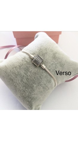 PL-24 Pulseira Flexível Fecho Zirconias Brancas / Prata 925